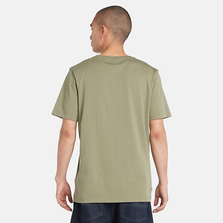 T-shirt met bloklogo voor heren in groen-
