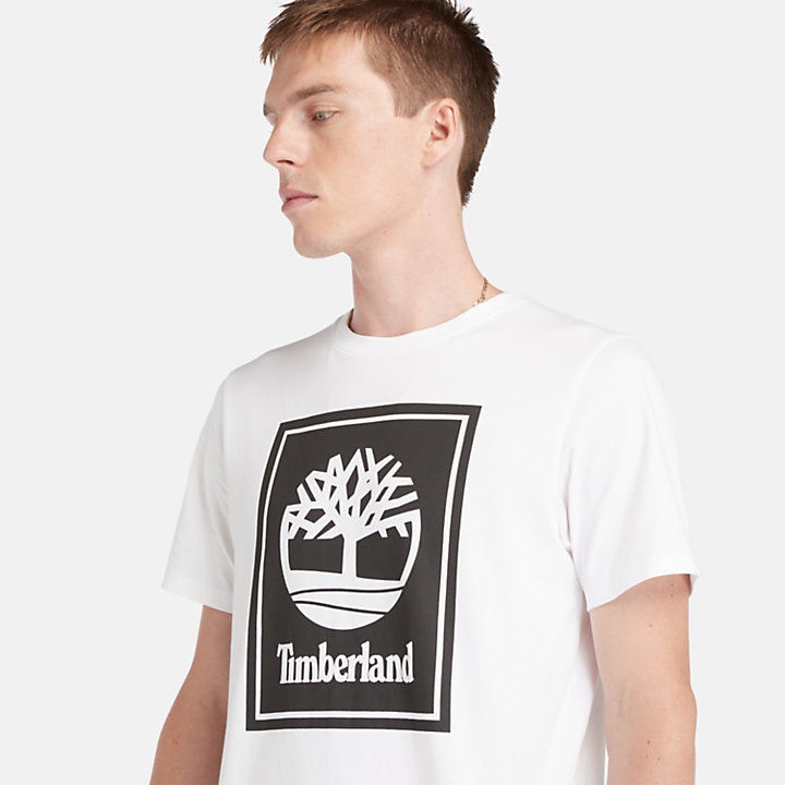 T-shirt à logo bloc pour homme en blanc-
