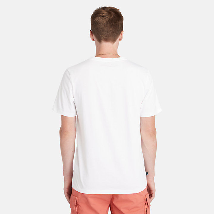 Camiseta con logotipo estilo bloque para hombre en blanco-