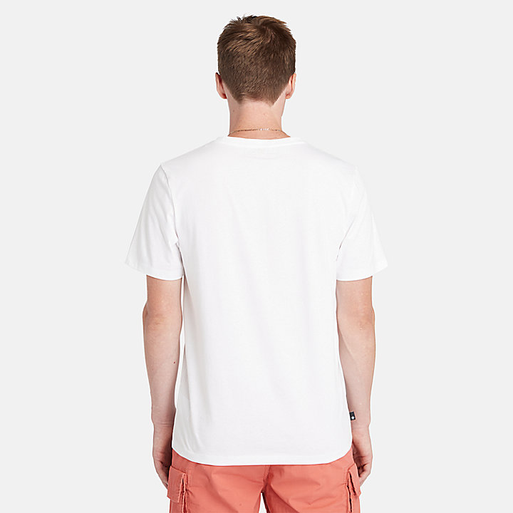 Camiseta con logotipo estilo bloque para hombre en blanco