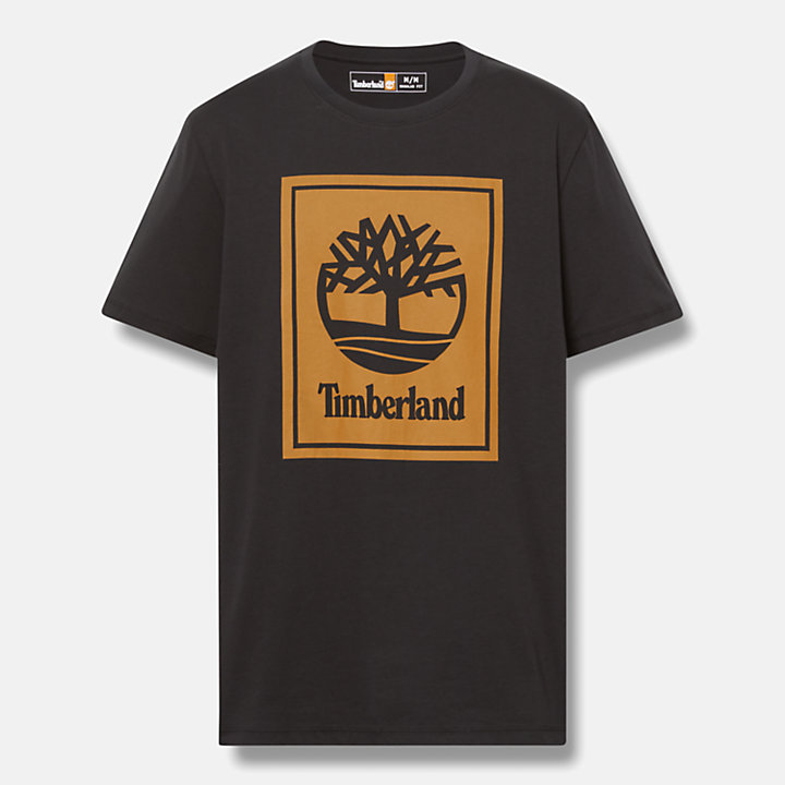 T-shirt met bloklogo voor heren in zwart-