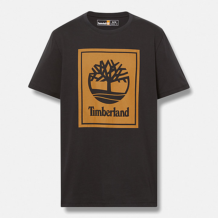Camiseta con logotipo estilo bloque para hombre en negro