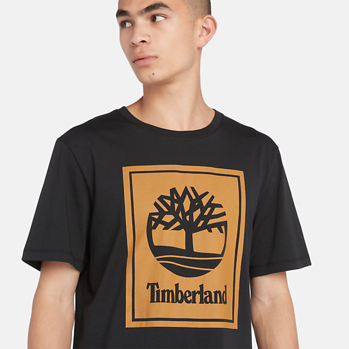 Camiseta con logotipo estilo bloque para hombre en negro-