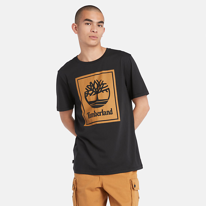 T-Shirt mit Block-Logo für Herren in Schwarz-