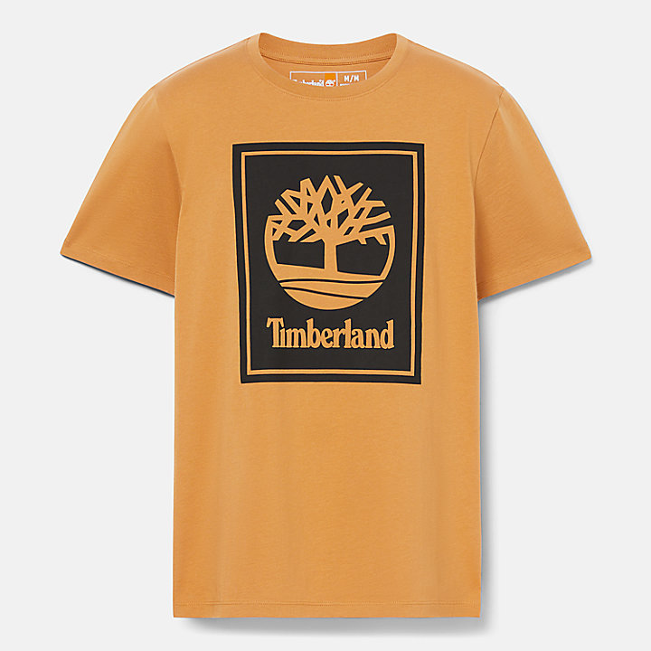 Camiseta con logotipo estilo bloque para hombre en amarillo oscuro