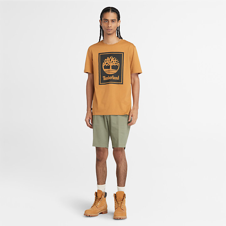 Camiseta con logotipo estilo bloque para hombre en amarillo oscuro-