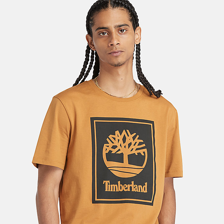 Camiseta con logotipo estilo bloque para hombre en amarillo oscuro