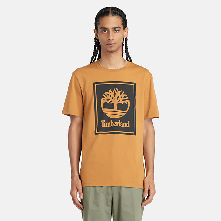 T-shirt à logo bloc pour homme en jaune foncé-