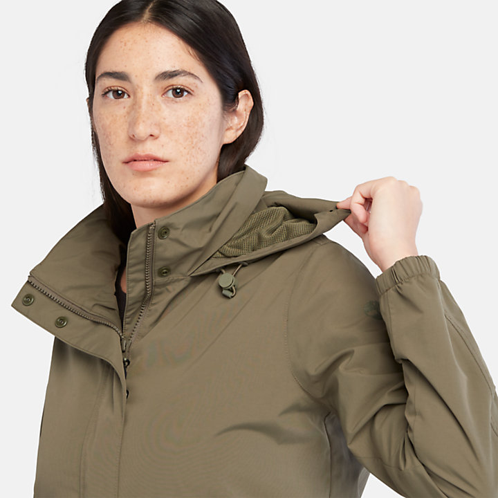 Lined Raincoat for Women in Green-