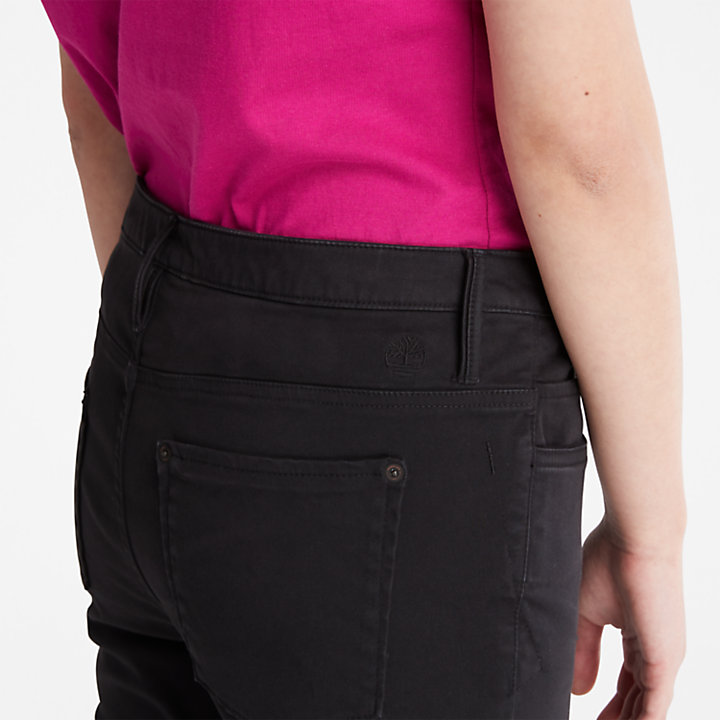 Pantalon chino extensible pour femme en noir-