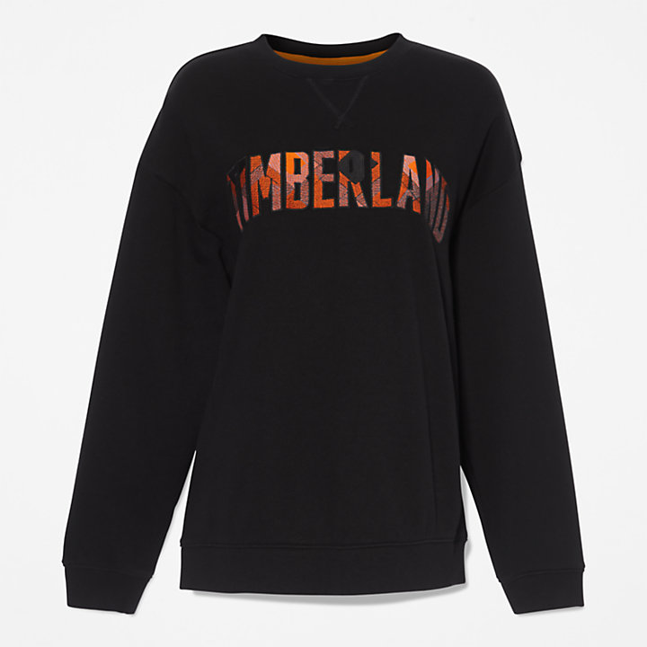 Sweat-shirt avec logo à carreaux pour femme en noir-