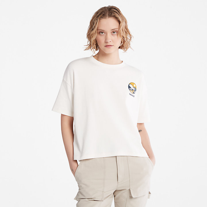 T-shirt Gráfica TimberFresh™ para Mulher em branco-