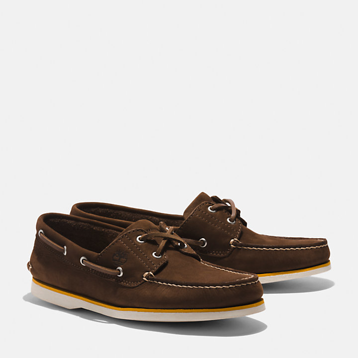 Classic Boat Shoe for Men in Dark Brown Nubuck-