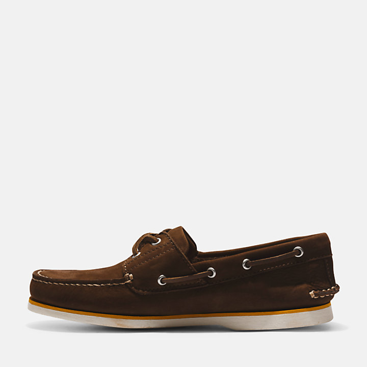 Classic Boat Shoe for Men in Dark Brown Nubuck-