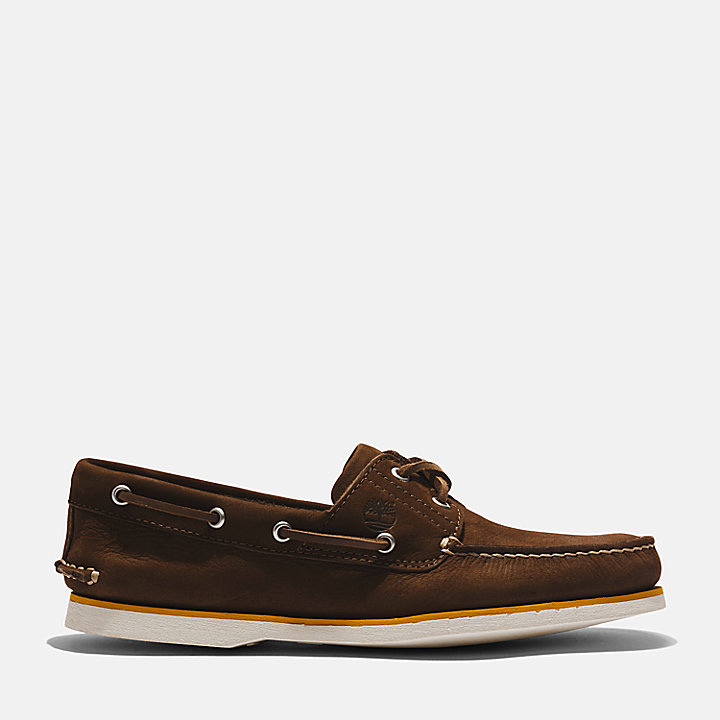 Classic Boat Shoe for Men in Dark Brown Nubuck
