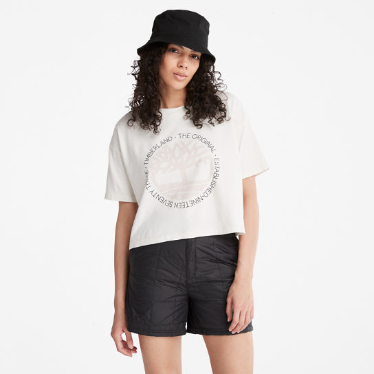 Camiseta corta con logotipo para mujer en blanco | Timberland