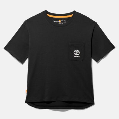 T-shirt met logoborstzak voor dames zwart | Timberland