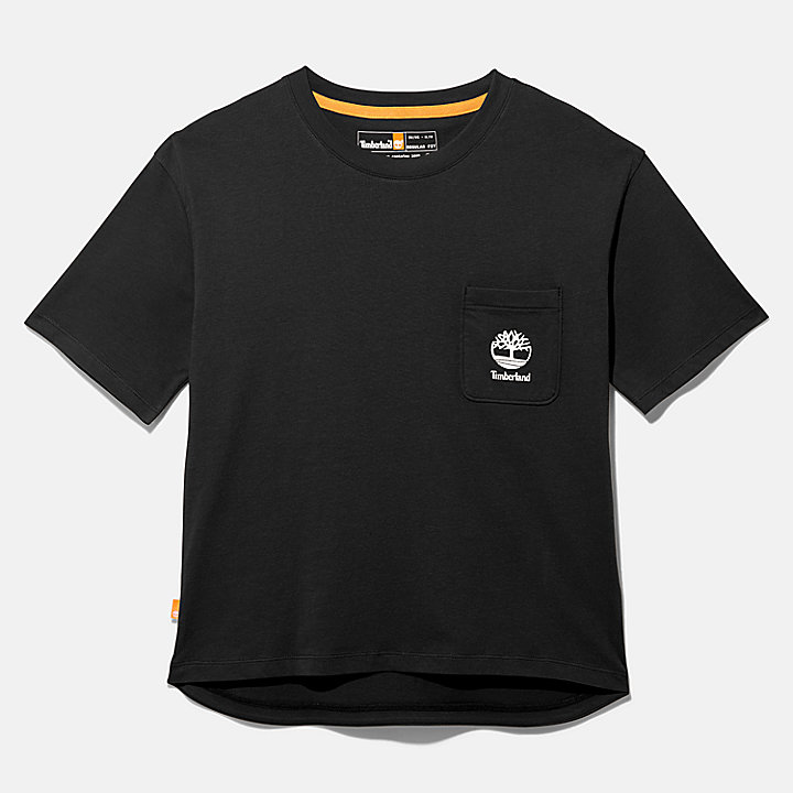 T-Shirt mit Logo-Tasche für Damen in Schwarz