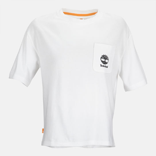 T-shirt da Donna con Logo sulla Tasca in bianco | Timberland