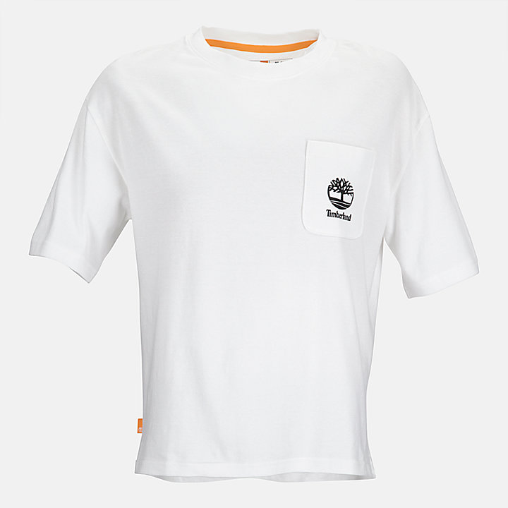 T-shirt met logoborstzak voor dames wit