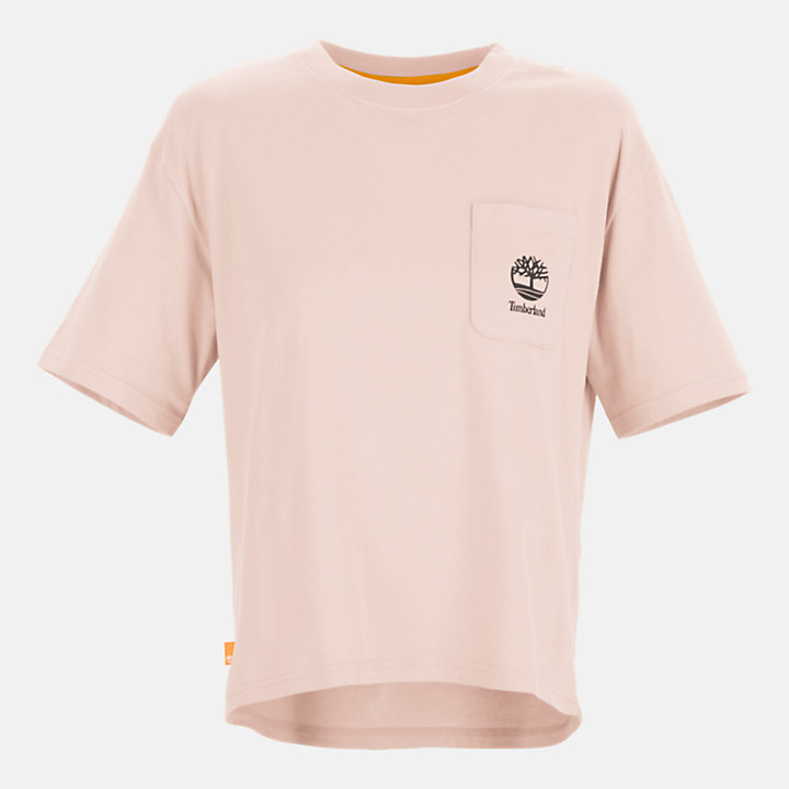 T-shirt met logoborstzak voor dames roze-