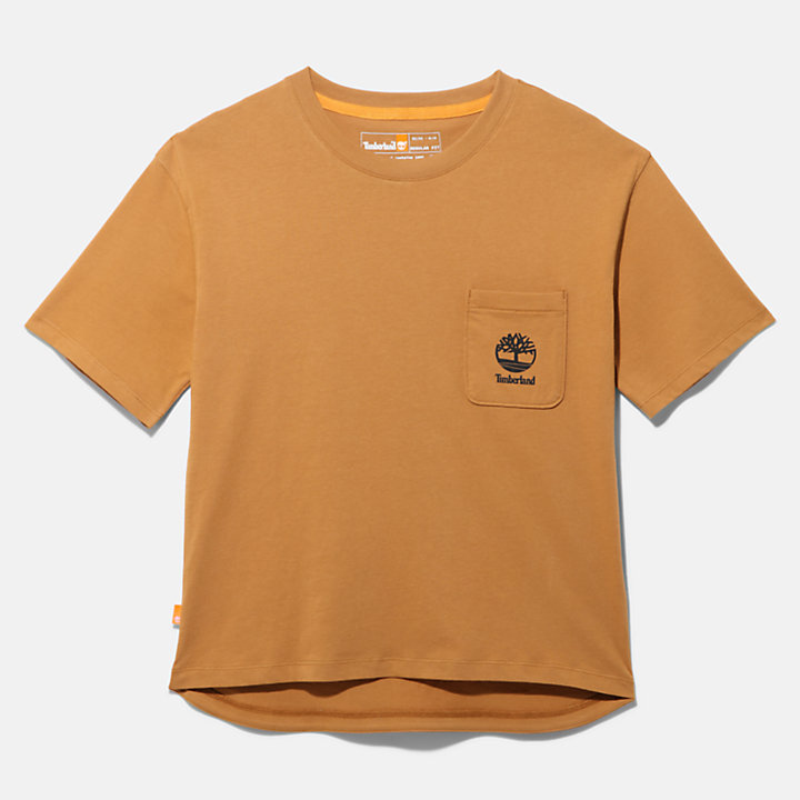 T-Shirt mit Logo-Tasche für Damen in Gelb-
