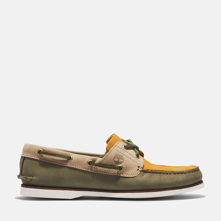 Timberland Classic Boat Shoe For Men In Green/beige Dark Green, Size 9.5