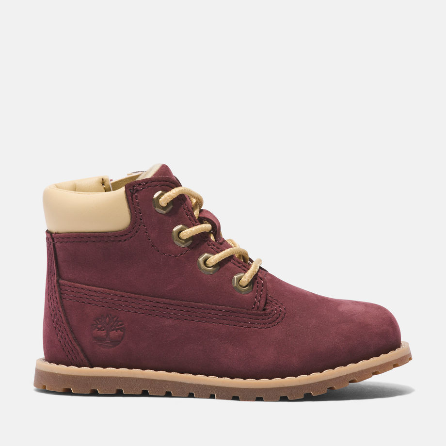 Timberland Pokey Pine 6 Inch Boot For Toddler In Burgundy Burgundy Kids, Size 11.5