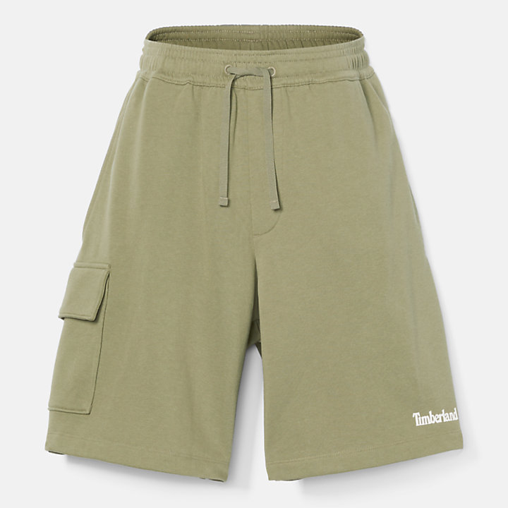 Pantaloncini Sportivi Cargo con Rovescio Spazzolato da Uomo in verde-