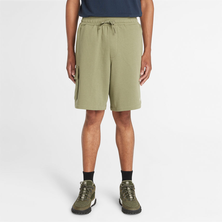Timberland Cargo Brushback Sweatshorts For Men In Green Green, Size L