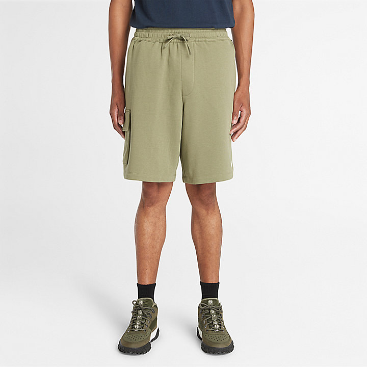 Pantaloncini Sportivi Cargo con Rovescio Spazzolato da Uomo in verde