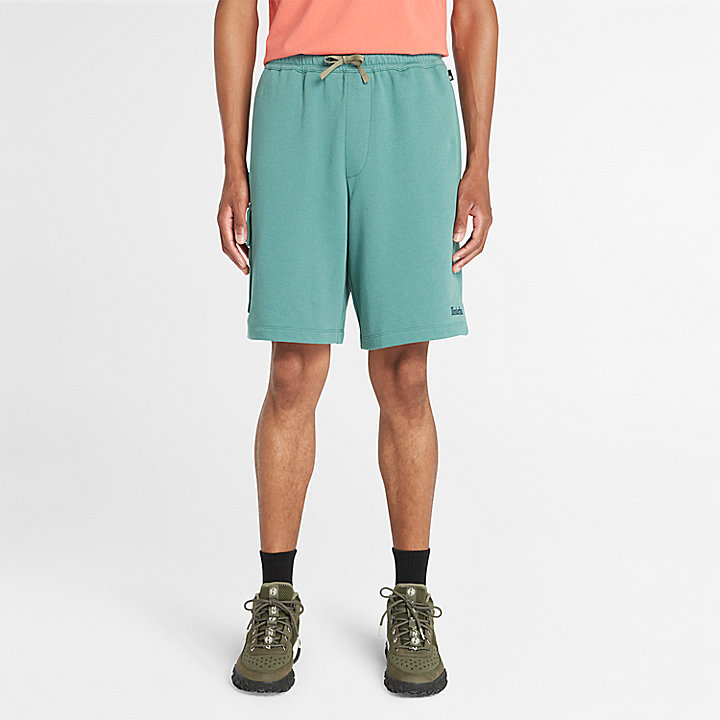 Pantalones cortos de chándal tipo cargo con reverso cepillado para hombre en pino marino