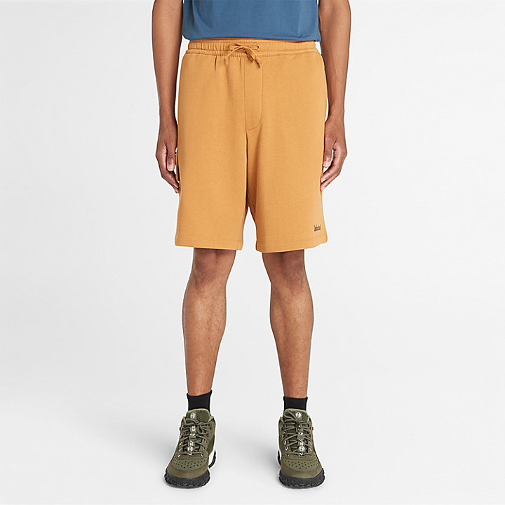 Pantalones cortos de chándal tipo cargo con reverso cepillado para hombre en amarillo oscuro