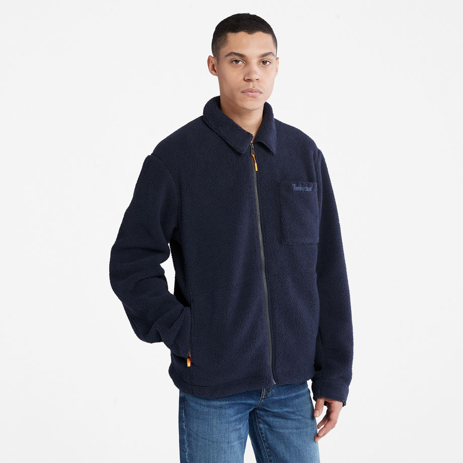 Timberland Fleece Overshirt For Men In Navy Dark Blue, Size 3XL