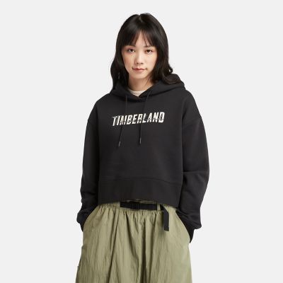 Brushed Back Logo Hoodie For Women in Black | Timberland