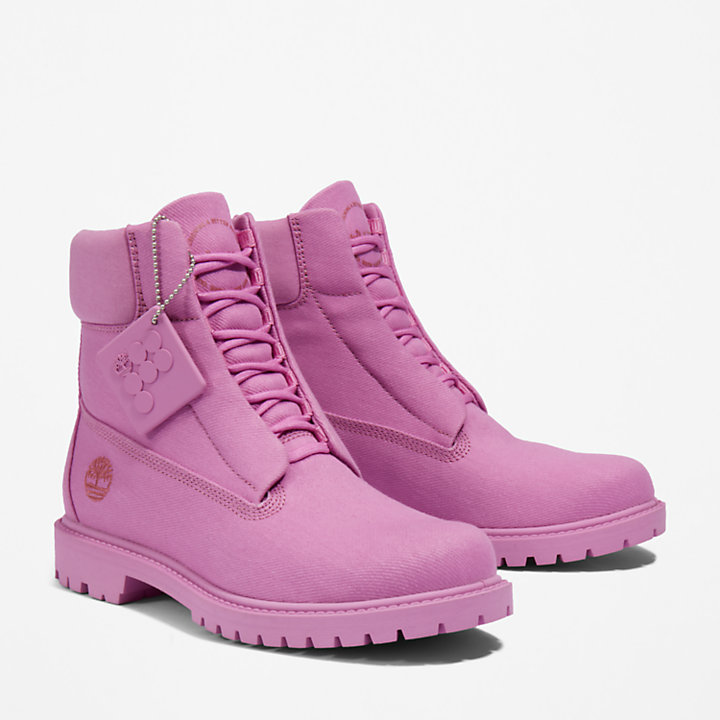 Timberland x Pangaia Premium Fabric 6-Inch Boot voor dames in roze-