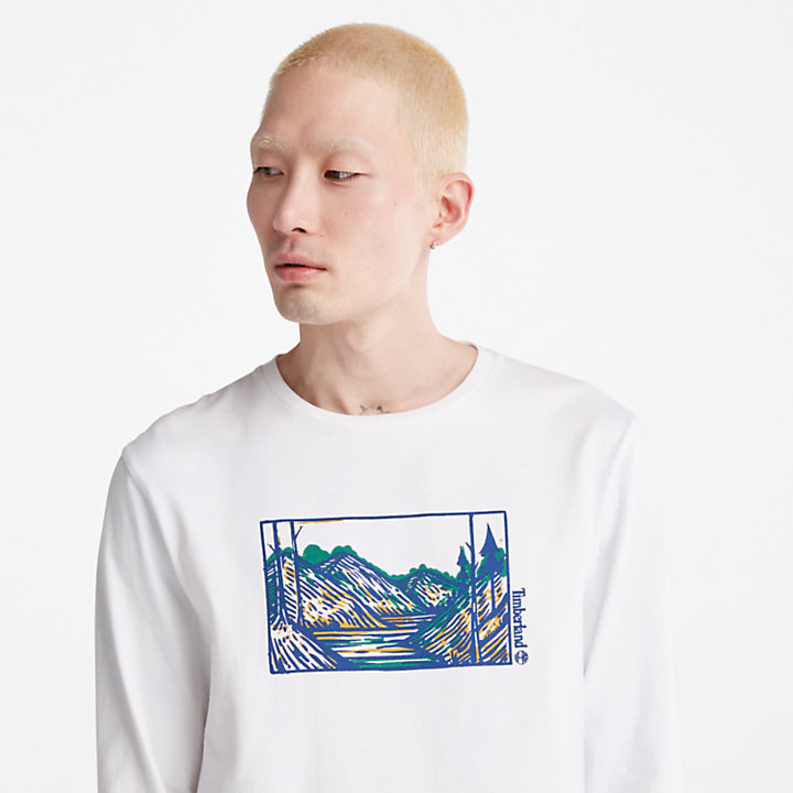 T-shirt à manches longues Wind, Water, Earth and Sky pour homme en blanc-