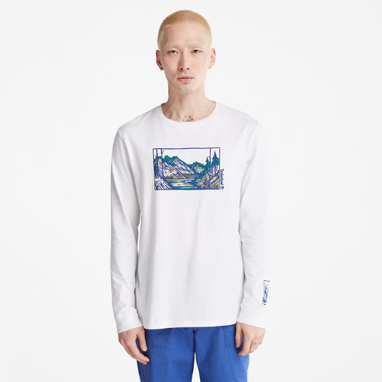 T-shirt à manches longues Wind, Water, Earth and Sky pour homme en blanc | Timberland