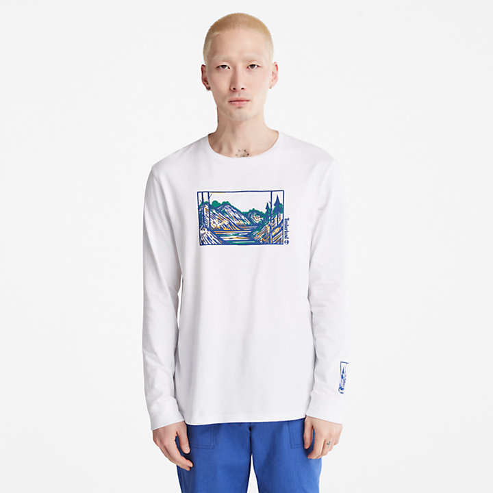 T-shirt à manches longues Wind, Water, Earth and Sky pour homme en blanc-