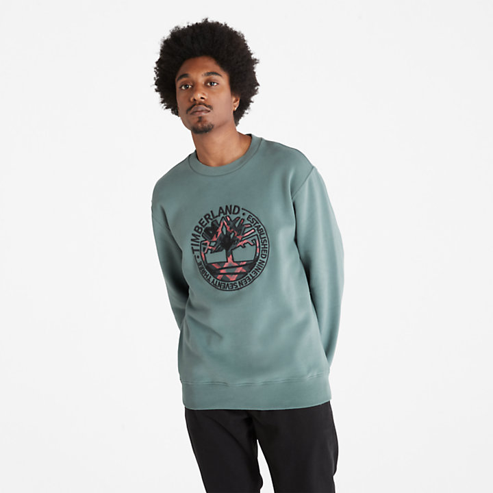Little Cold River Crewneck Sweatshirt for Men in Green-