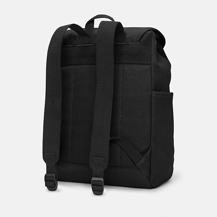 Canvas and Leather Backpack for Women in Black-