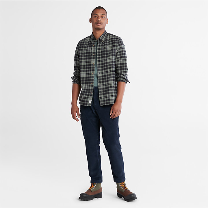 Flannel Checked Shirt for Men in Green-
