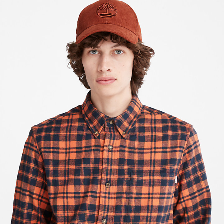 Chemise à carreaux en flanelle pour homme en orange-