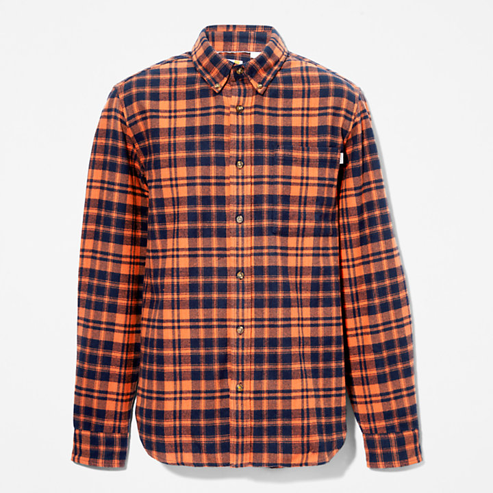 Chemise à carreaux en flanelle pour homme en orange-