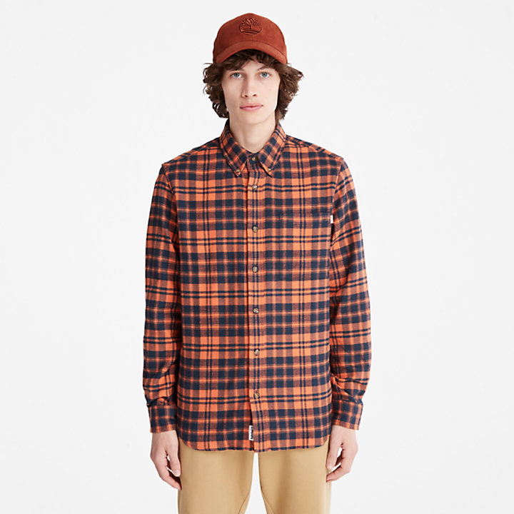 Flannel Checked Shirt for Men in Orange-
