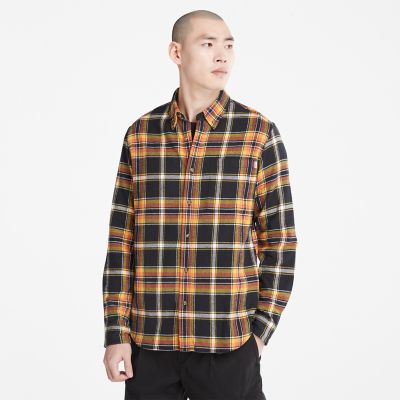 Timberland Heavy Flannel Check Shirt For Men In Black Black