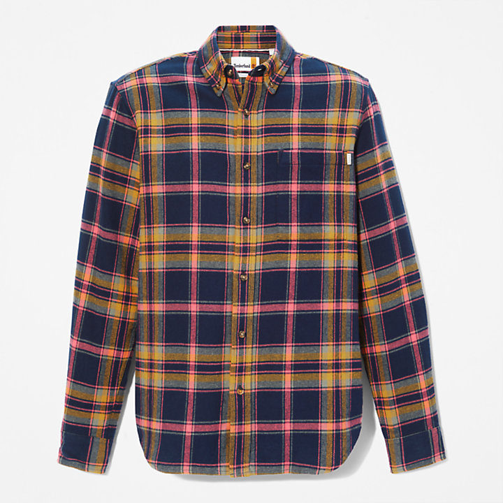 Heavy Flannel Check Shirt for Men in Navy-
