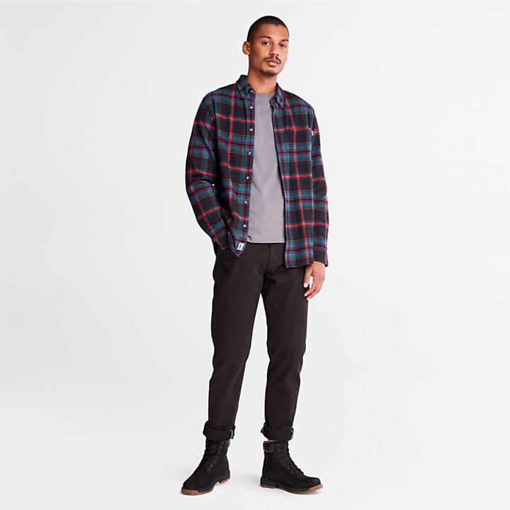 Heavy Flannel Check Shirt for Men in Red-