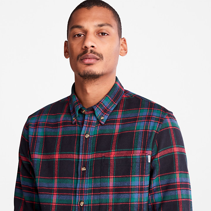 Heavy Flannel Check Shirt for Men in Red-