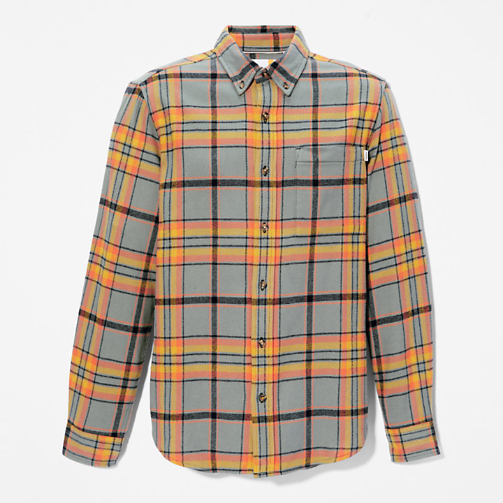 Heavy Flannel Check Shirt for Men in Green-